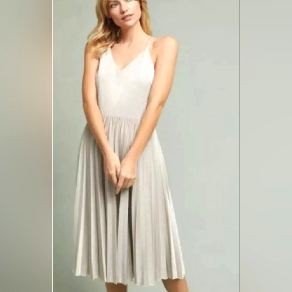 Anthropologie Elvenses Luna Silver Sparkle Pleated Dress - NWT